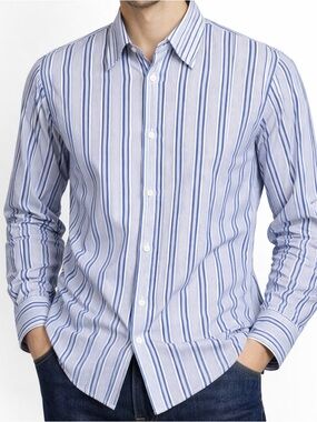 Versus Versace Y2K Striped Button Up Shirt Blue White Size M Italy
